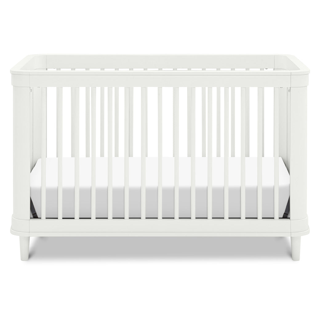 Front view of The Namesake Marin 3-in-1 Convertible Crib in -- Color_White/Honey Cane