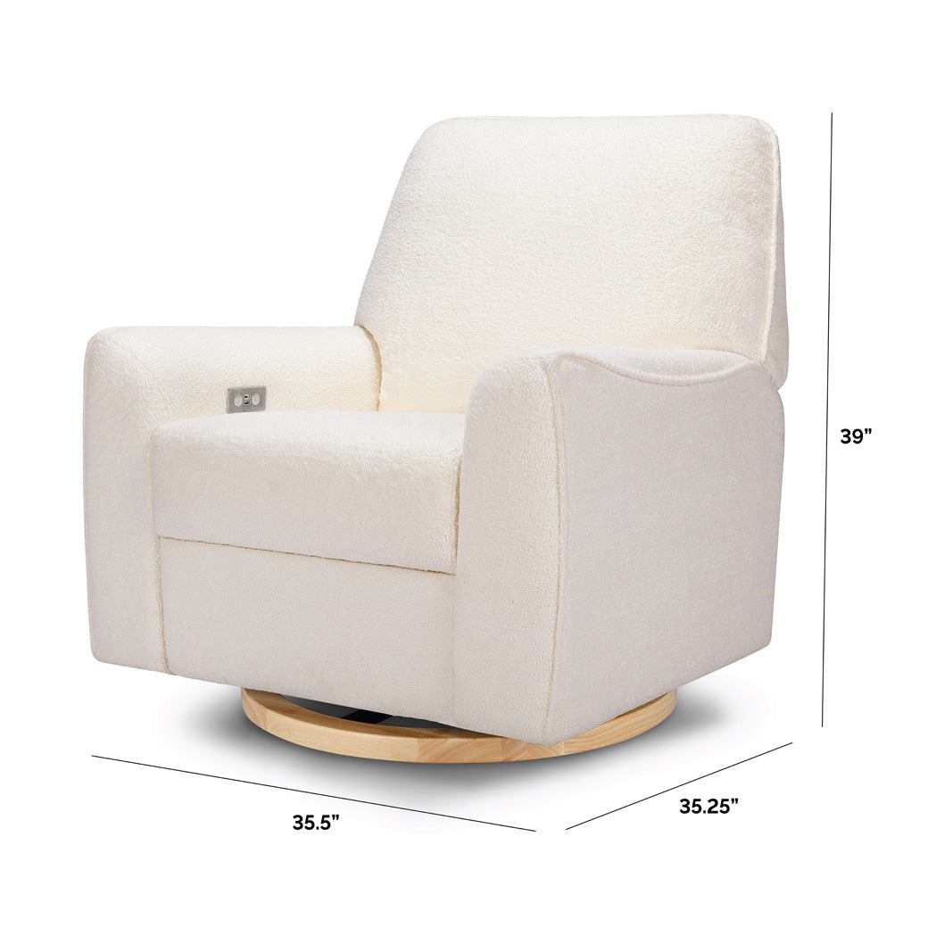 Dimensions of Nursery Works Sunday Power Recliner and Swivel Glider in --Color_Chantilly Sherpa with Light Wood Base