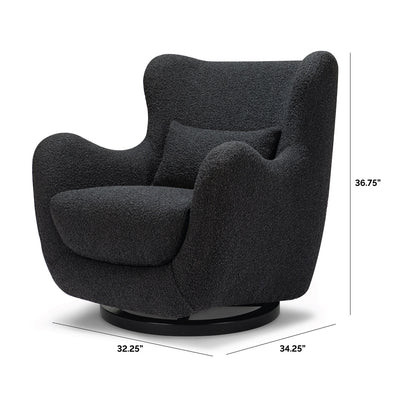 Dimensions of Nursery Works Solstice Swivel Glider in --Color_Black Boucle with Black Wood Base