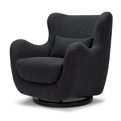 Nursery Works Solstice Swivel Glider in --Color_Black Boucle with Black Wood Base