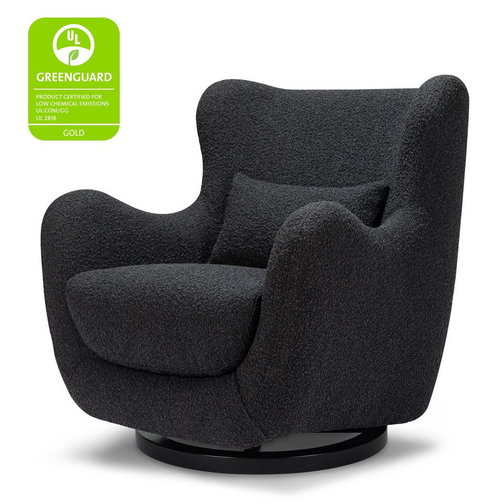 Nursery Works Solstice Swivel Glider with GREENGUARD tag in --Color_Black Boucle with Black Wood Base