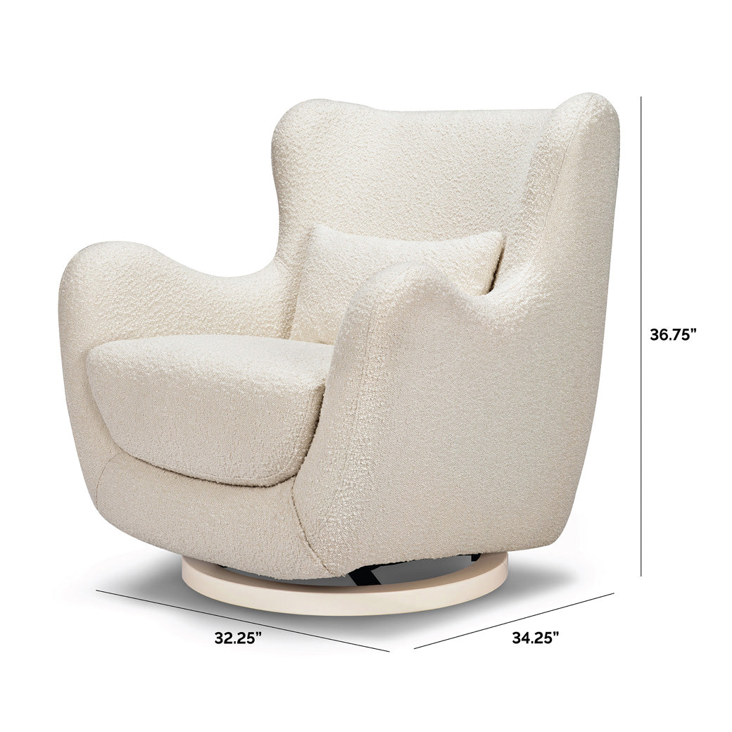 Dimensions of The Nursery Works Solstice Swivel Glider in --Color_Ivory Boucle with Ivory Wood Base