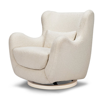 The Nursery Works Solstice Swivel Glider in --Color_Ivory Boucle with Ivory Wood Base