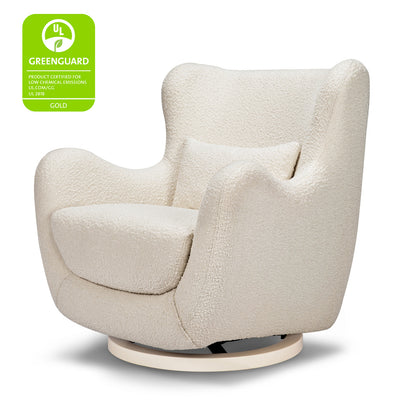 The Nursery Works Solstice Swivel Glider with GREENGUARD tag in --Color_Ivory Boucle with Ivory Wood Base