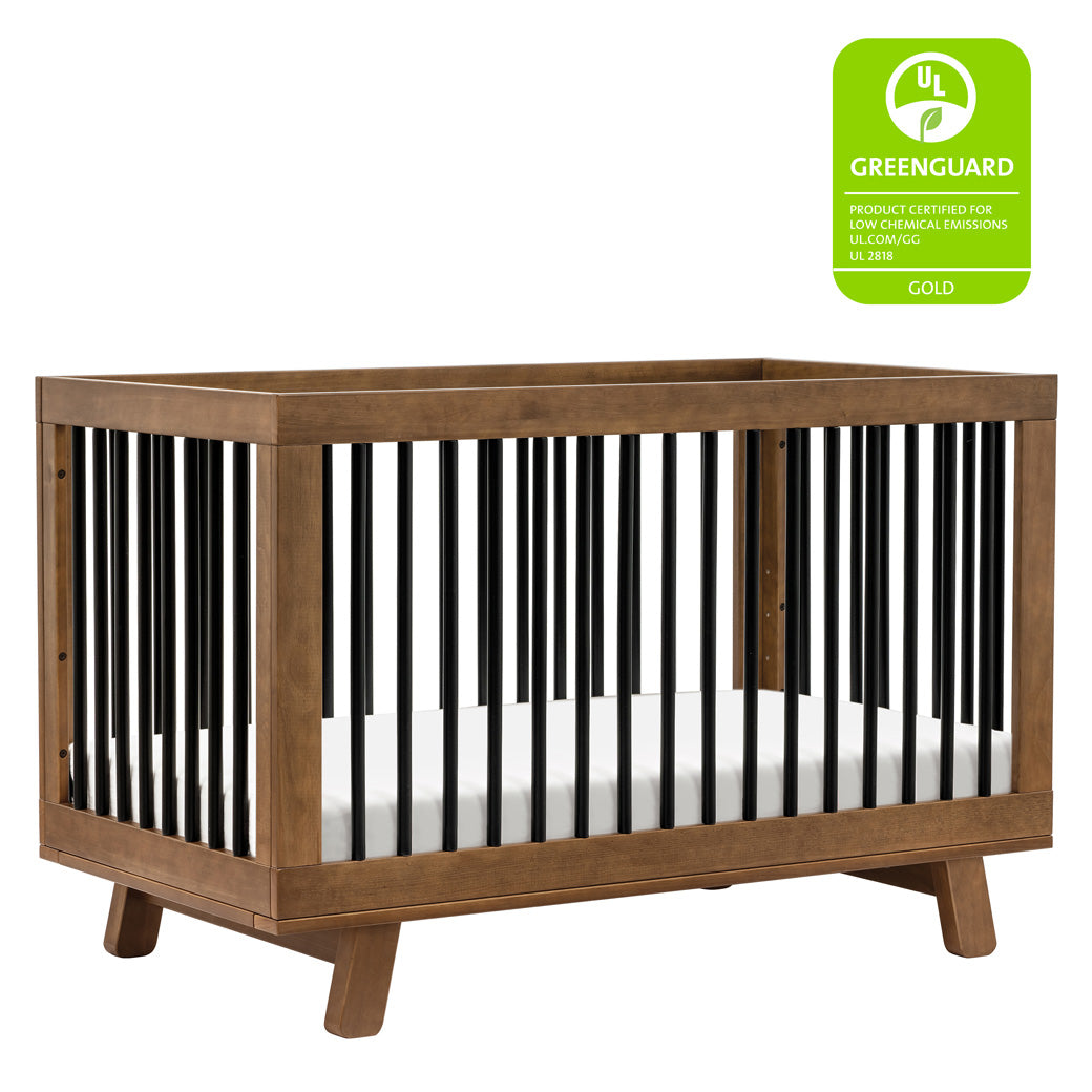 Greenguard gold certification label with Babyletto Hudson Crib Color_Natural Walnut/Black