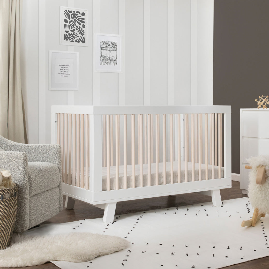 Crib Displayed in a Room that is Babyletto Hudson 3-in-1 Crib in -- Color_Washed Natural/White
