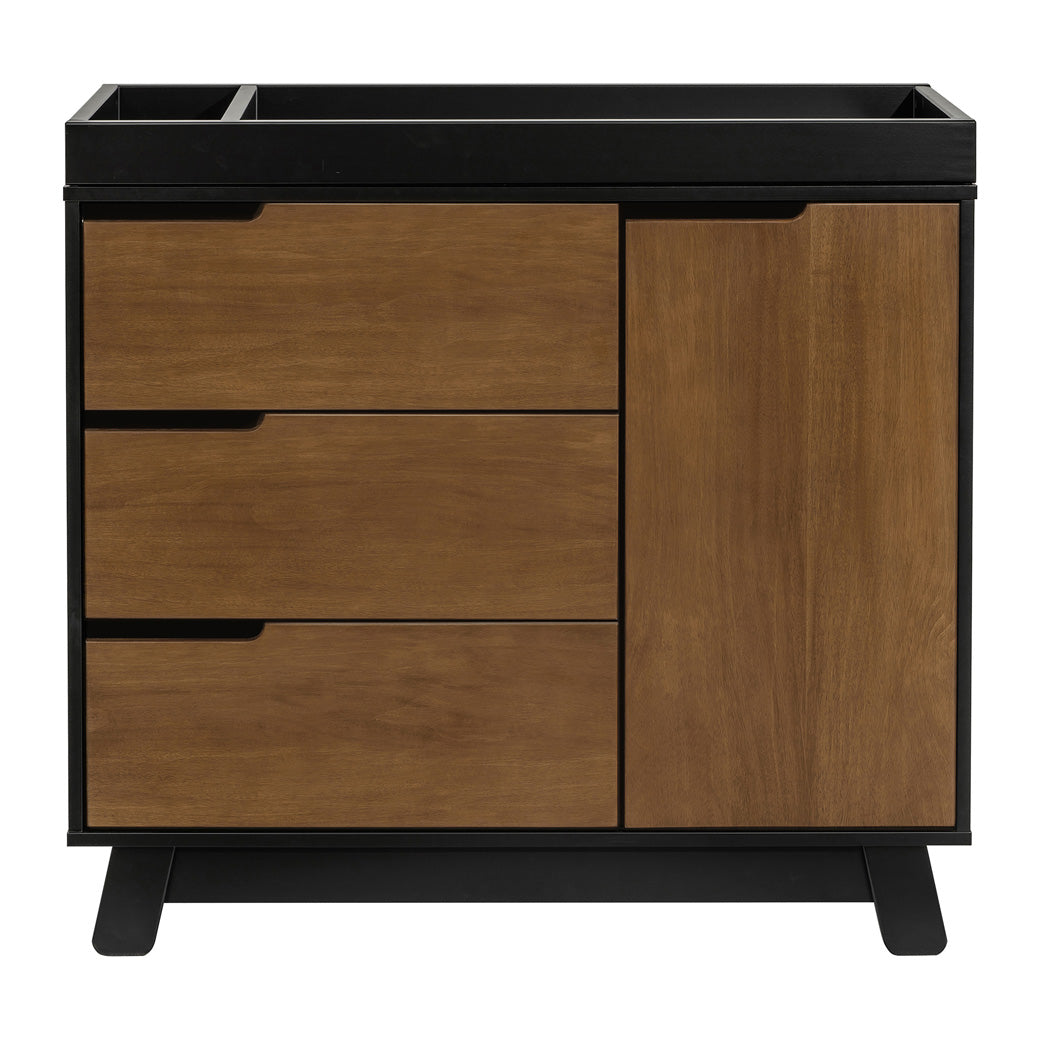 Front view of The Babyletto Hudson Changer Dresser in -- Color_Black/Natural Walnut