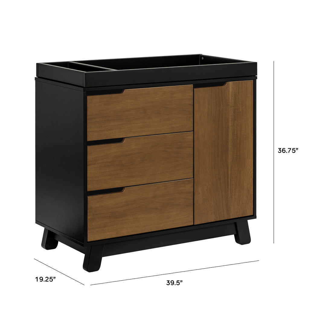 Dimensions of The Babyletto Hudson Changer Dresser in -- Color_Black/Natural Walnut