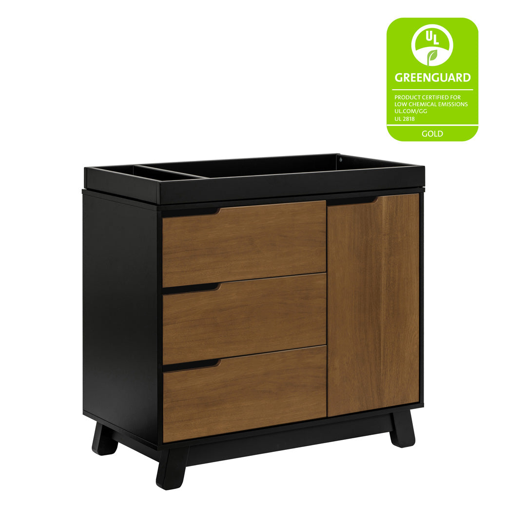 The Babyletto Hudson Changer Dresser with GREENGUARD tag in -- Color_Black/Natural Walnut