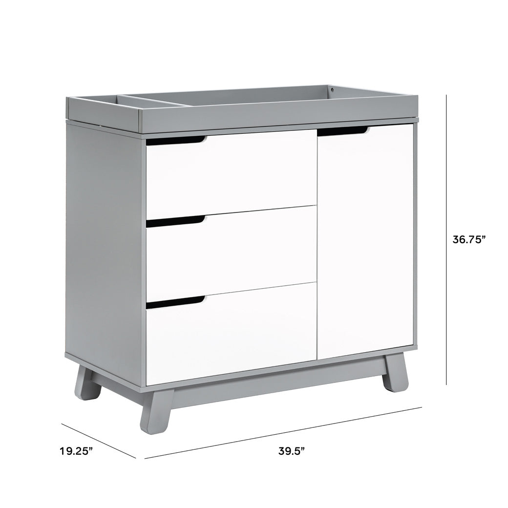 Dimensions of The Babyletto Hudson Changer Dresser in -- Color_White/Grey