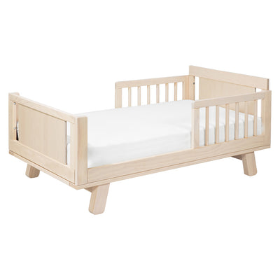 Assembled Junior Bed Conversion Kit For Hudson And Scoot Crib with mattress in -- Color_Washed Natural
