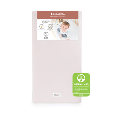 Babyletto's Pure Core 2-Stage Crib Mattress + Dry Waterproof Cover with GREENGUARD tag