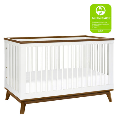 Babyletto's Scoot 3-in-1 Convertible Crib with a GREENGUARD tag in -- Color_White/Natural Walnut