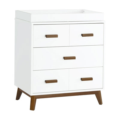 Babyletto's Scoot 3-Drawer Changer Dresser in -- Color_White/Natural Walnut