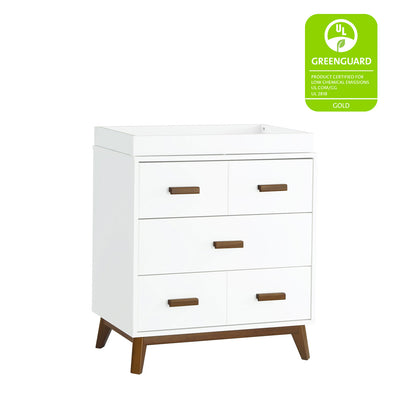 Babyletto's Scoot 3-Drawer Changer Dresser with GREENGUARD tag in -- Color_White/Natural Walnut
