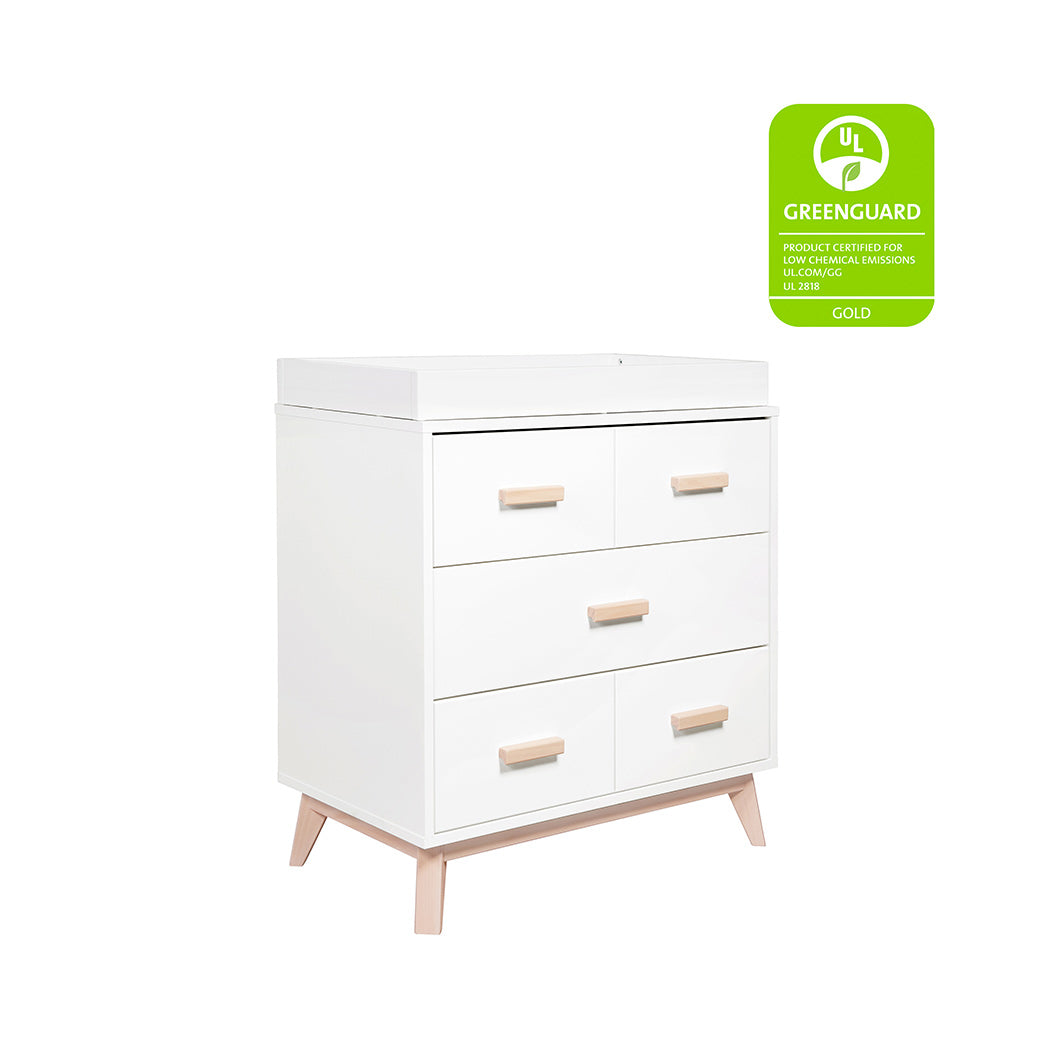 Babyletto's Scoot 3-Drawer Changer Dresser with GREENGUARD tag in -- Color_Washed Natural/White