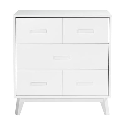 Front view of Babyletto's Scoot 3-Drawer Changer Dresser without the tray in -- Color_White