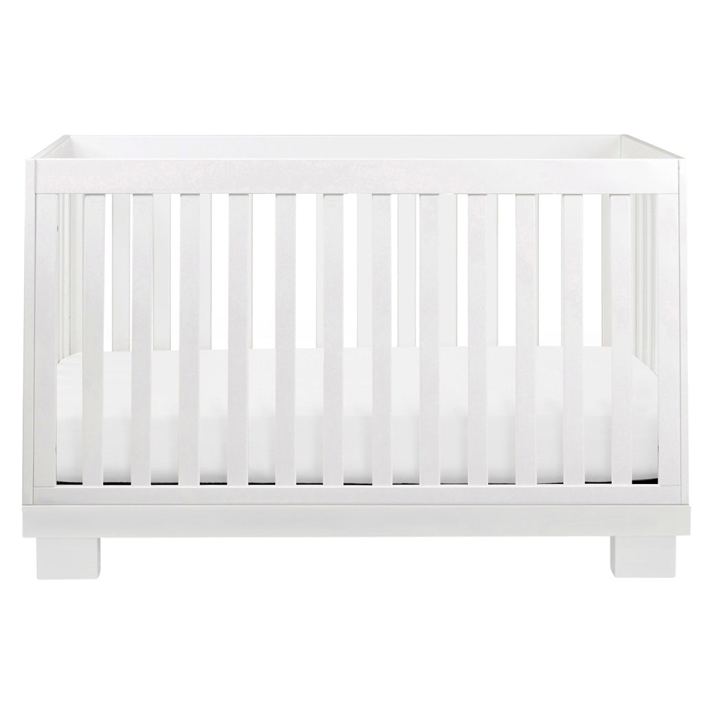 Front view of Babyletto Modo 3-in-1 Convertible Crib with Toddler Bed Conversion Kit in -- Color_White