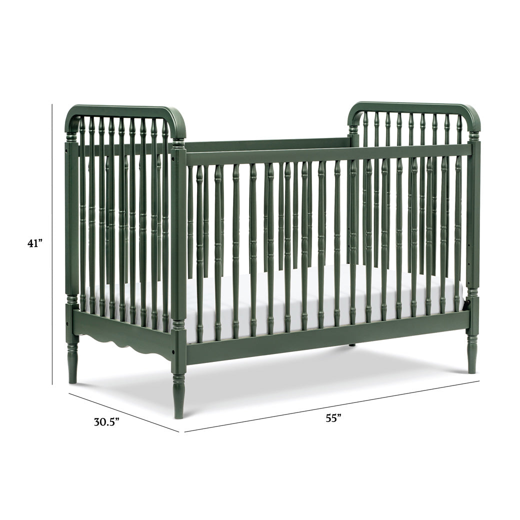 The dimensions of The Namesake Liberty 3-in-1 Convertible Spindle Crib in -- Color_Forest Green