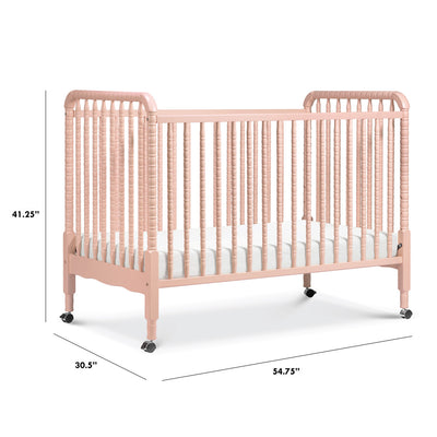 Dimensions of the Front view of DaVinci’s Jenny Lind Crib in -- Color_Blush Pink