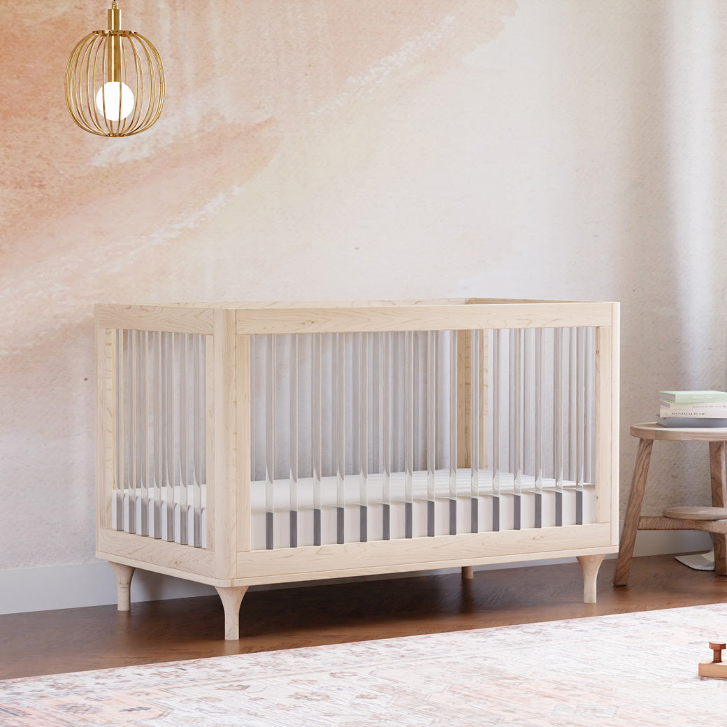 The Babyletto Lolly 3-in-1 Convertible Crib in a room in -- Color_Washed Natural / Acrylic