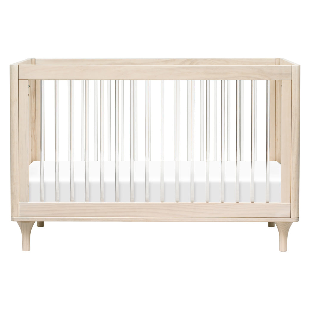 The front view of The Babyletto Lolly 3-in-1 Convertible Crib in -- Color_Washed Natural / Acrylic