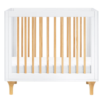 Front view of The Babyletto Lolly 4-in-1 Convertible Mini Crib in -- Color_White / Natural