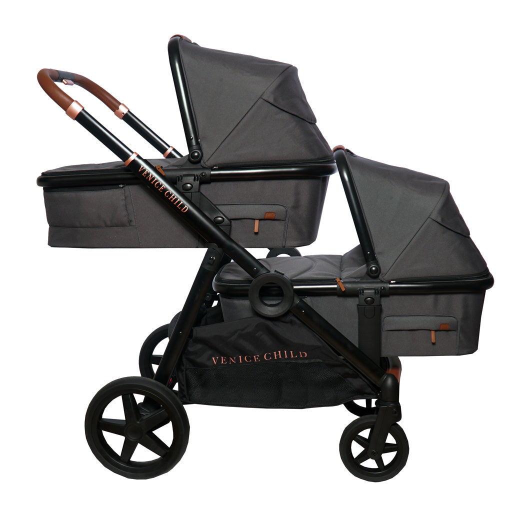 Maverick Single To Double Stroller With Bassinet and Toddler Seat
