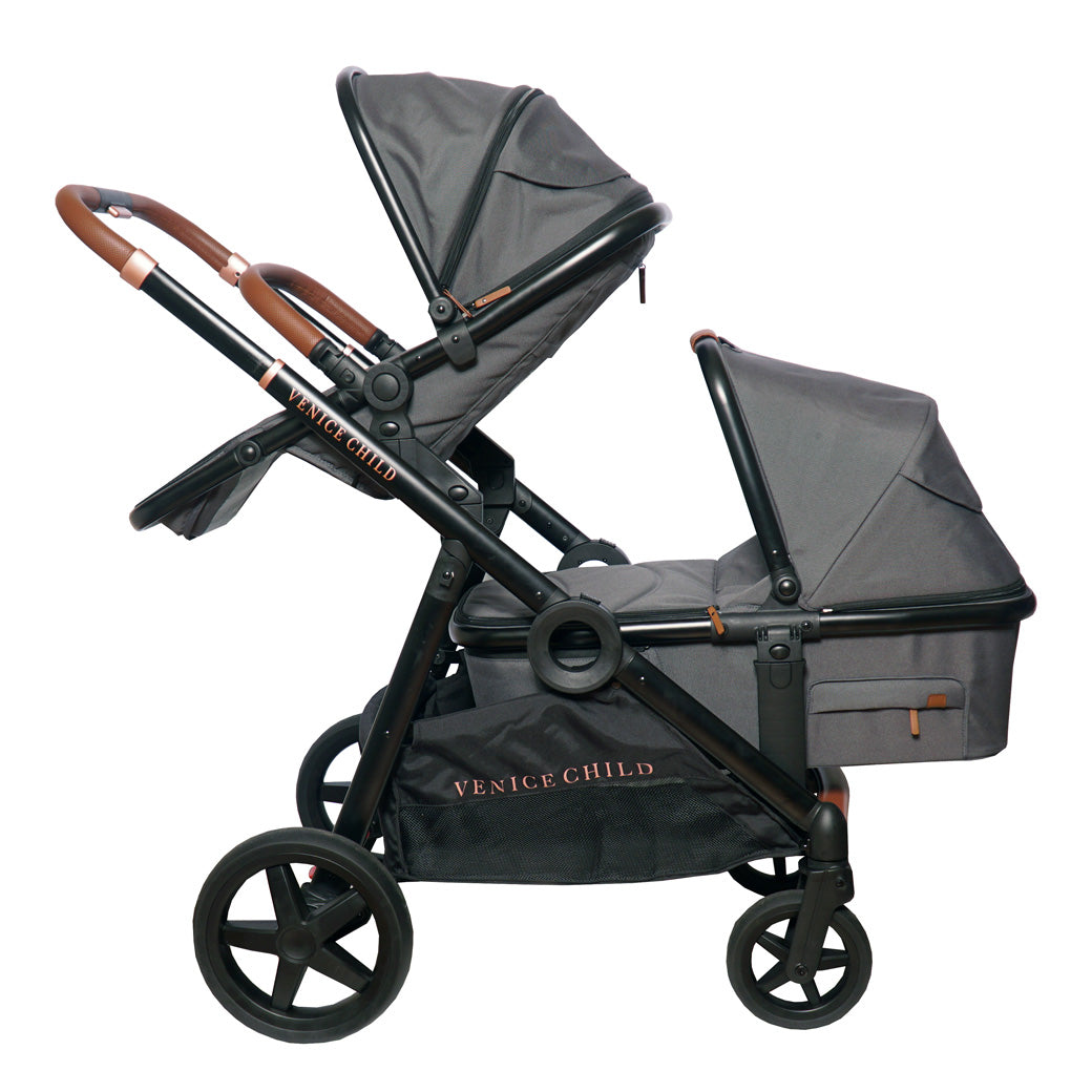 Maverick Single To Double Stroller With Bassinet and Toddler Seat
