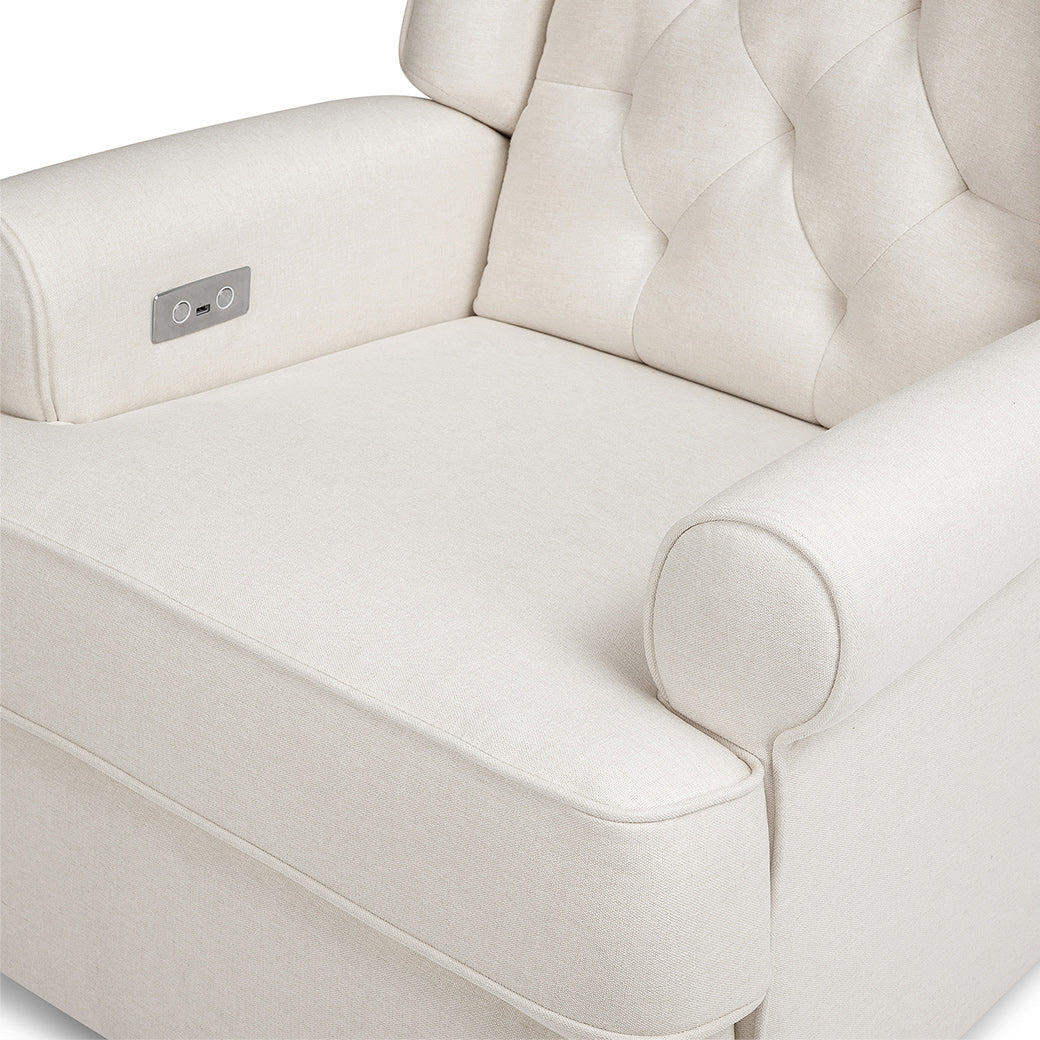 Closeup of seat of Namesake's Harbour Power Recliner in -- Color_Performance Cream Eco-Weave