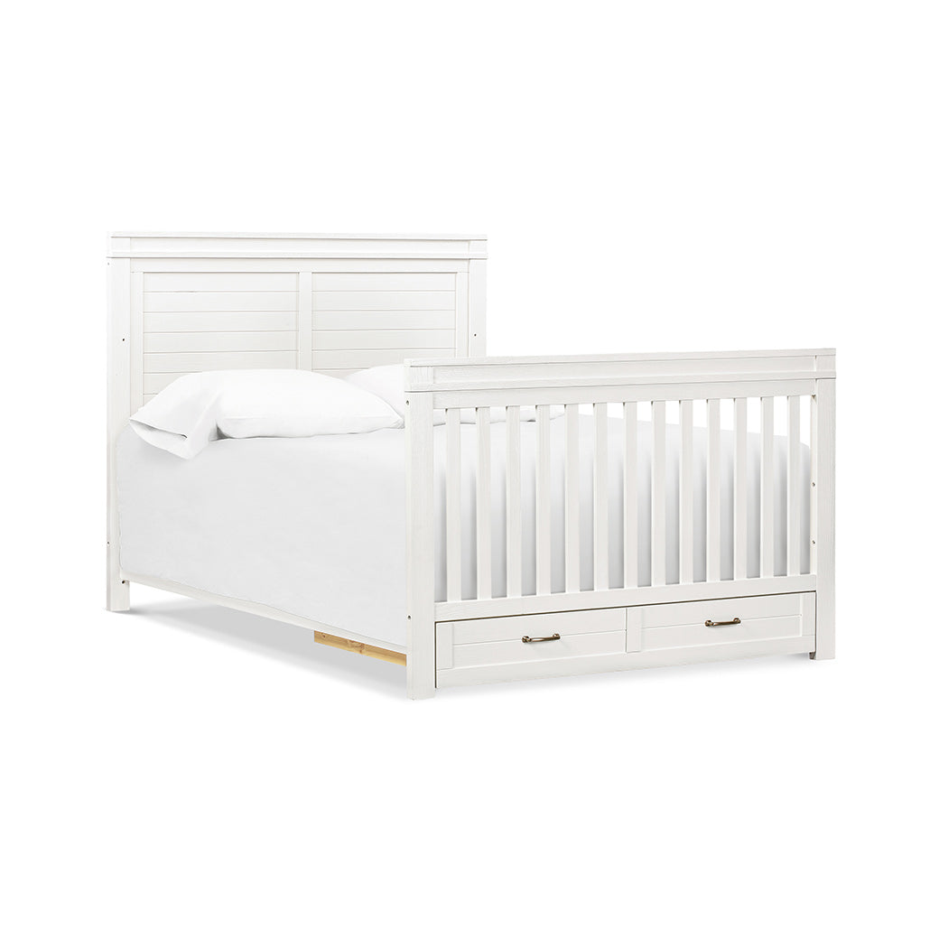Namesake's Wesley Farmhouse 4-in-1 Convertible Storage Crib as full-size bed in -- Color_Heirloom White