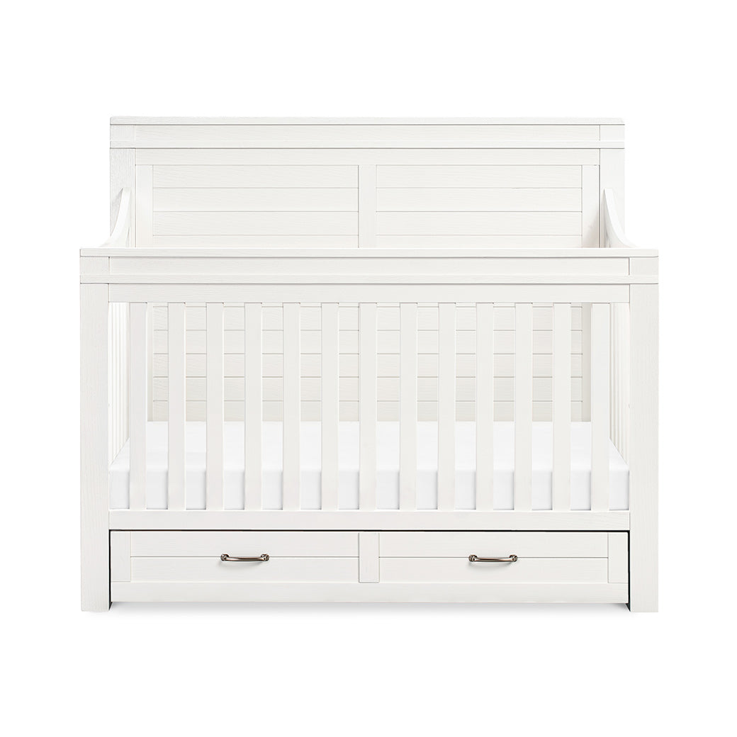Front view of Namesake's Wesley Farmhouse Storage Crib in -- Color_Heirloom White