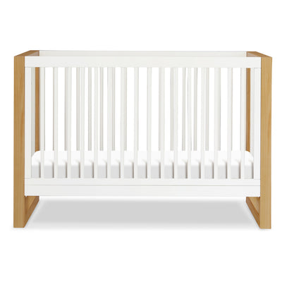 Front view of Namesake's Nantucket 3-in-1 Convertible Crib in -- Color_Warm White/Honey
