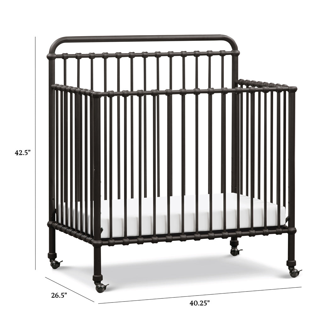 Dimensions of Namesake's Winston 4-in-1 Convertible Mini Crib in -- Color_Vintage Iron