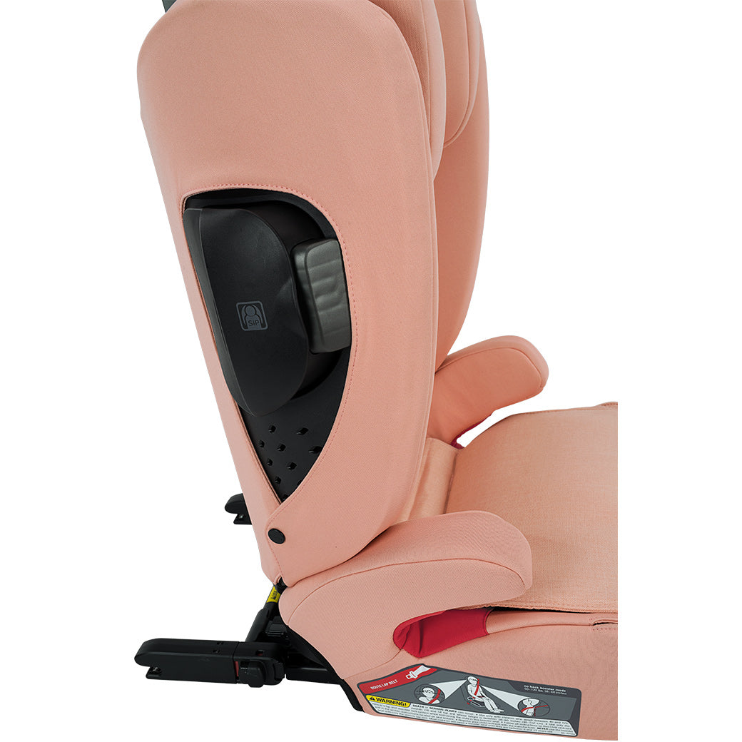 Side view of seat detail of Nuna AACE Booster Seat in -- Color_Coral