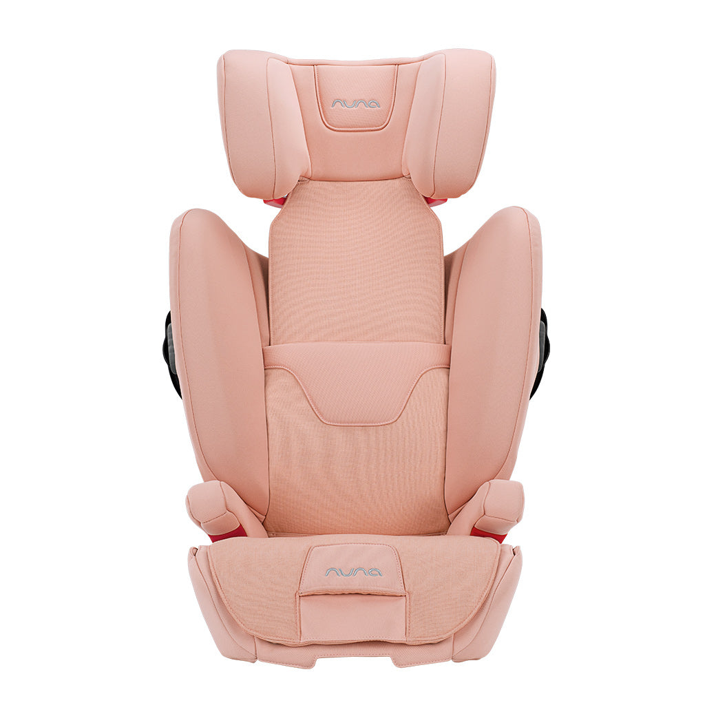 Front view of Nuna AACE Booster Seat with extended headrest  in -- Color_Coral