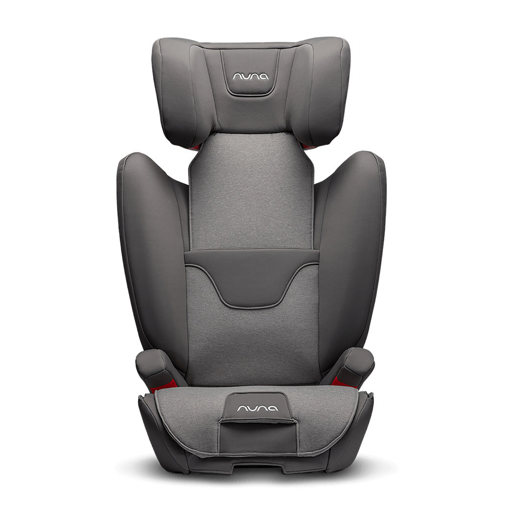 Front view of Nuna AACE Booster Seat with extended headrest in -- Color_Granite