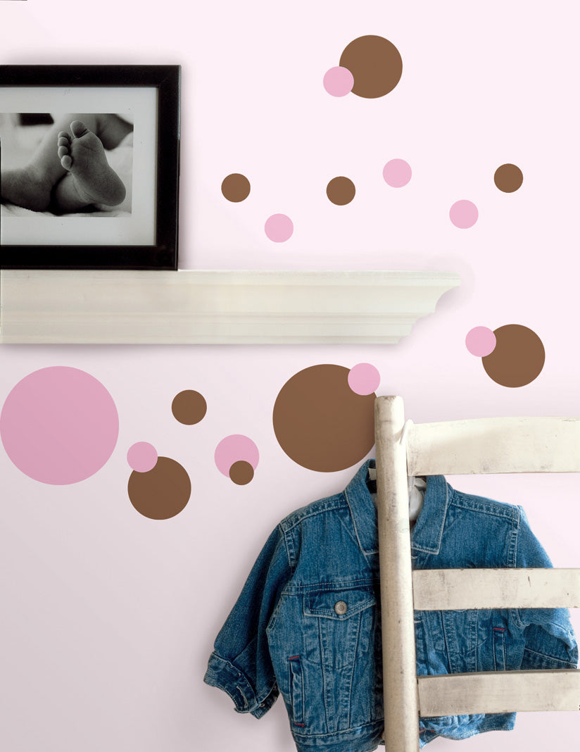 Just Dots Pink and Brown Peel & Stick Wall Decals