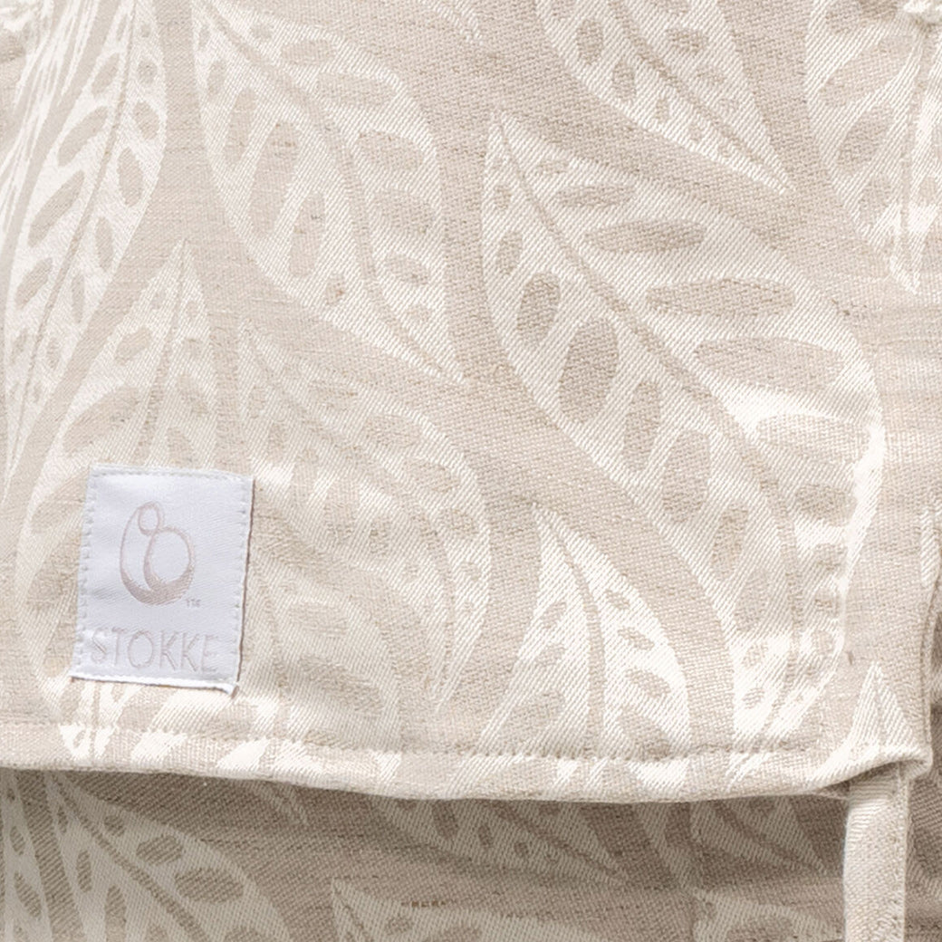 closeup of limas fabric with beige leaf details -- Color_Valerian Beige