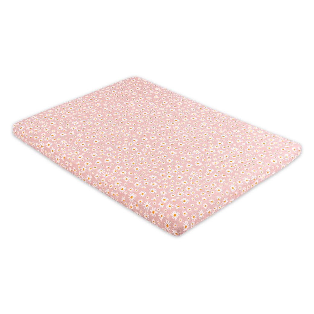 Babyletto's All-Stages Midi Crib Sheet In GOTS Certified Organic Muslin Cotton in -- Color_Daisy