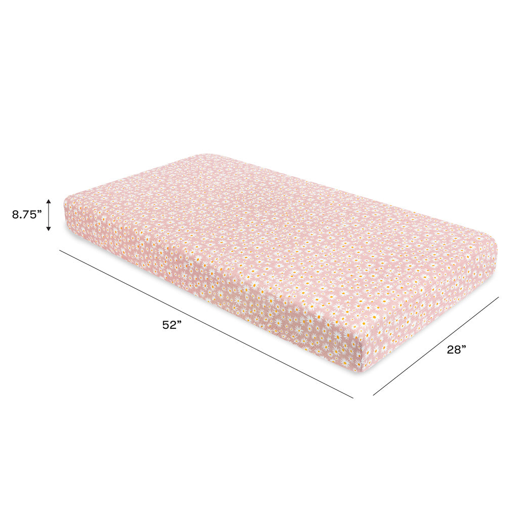 Dimensions of the Babyletto's Crib Sheet in GOTS Certified Organic Muslin Cotton in -- Color_Daisy