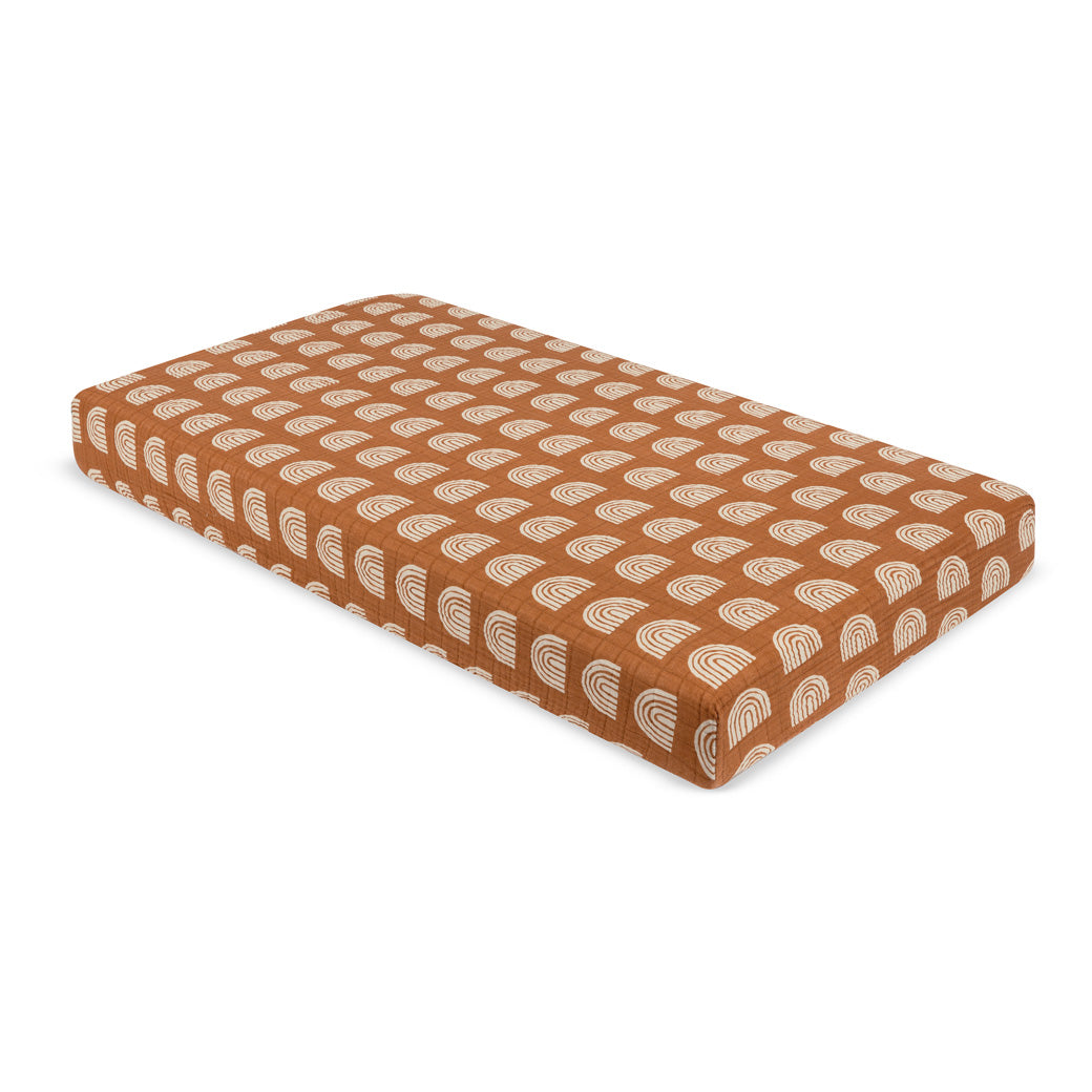 Babyletto's Crib Sheet in GOTS Certified Organic Muslin Cotton in  -- Color_Terracotta Rainbow