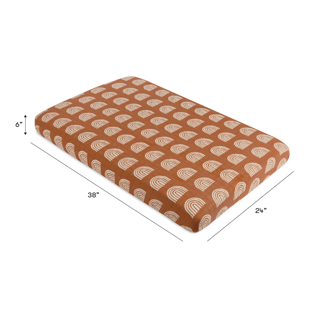 Dimensions for Babyletto's Mini Crib Sheet in -- Color_Terracotta Rainbow
