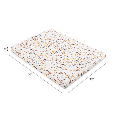 Dimensions of Babyletto's All-Stages Midi Crib Sheet In GOTS Certified Organic Muslin Cotton in -- Color_Terrazzo