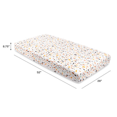 Dimensions of the Babyletto's Crib Sheet in GOTS Certified Organic Muslin Cotton in -- Color_Terrazzo