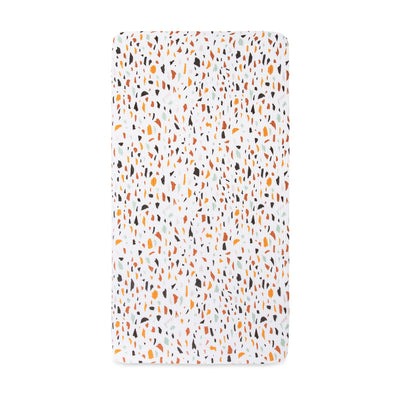 Front view of the Babyletto's Crib Sheet in GOTS Certified Organic Muslin Cotton in -- Color_Terrazzo