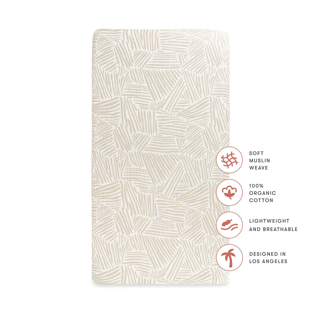 Specifications of the Babyletto's Crib Sheet in GOTS Certified Organic Muslin Cotton in -- Color_Oat Stripe