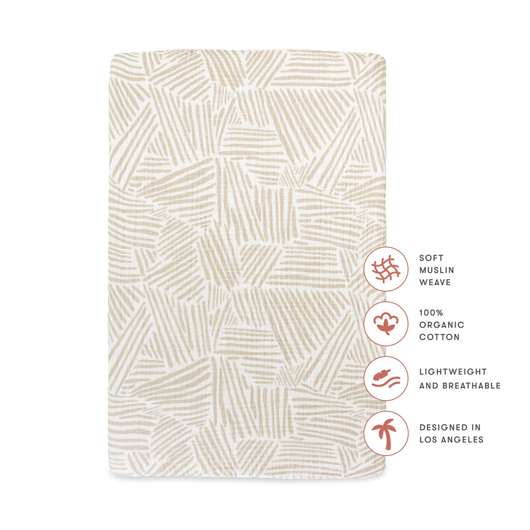 Specifications of the Babyletto's Mini Crib Sheet in -- Color_Oat Stripe