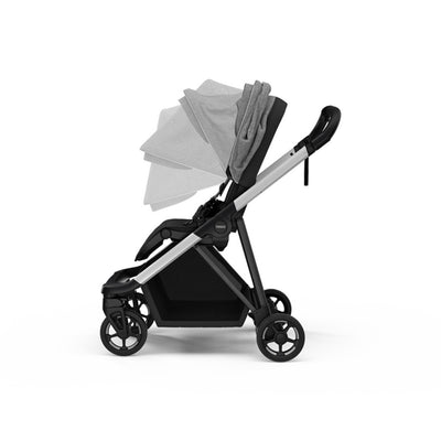 Side view of the colorful extendable canopy of the Thule Shine Stroller in -- Color_Grey Melange