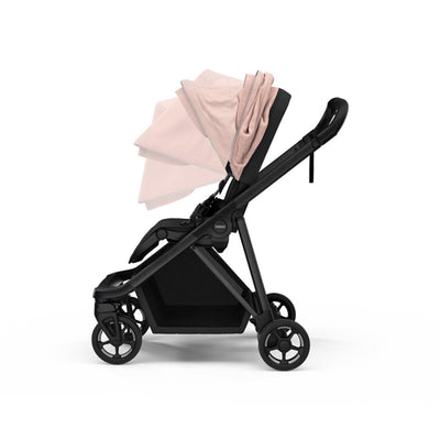 Side view of the colorful extendable canopy of the Thule Shine Stroller in -- Color_Misty Rose